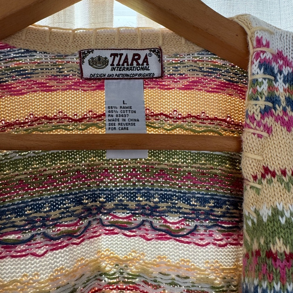 Tiara International Multicolor Patterned Cardigan - image 2
